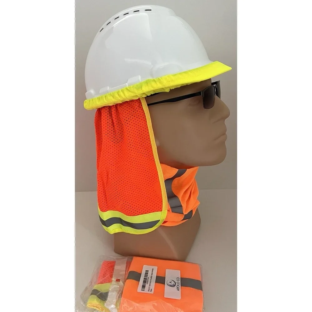 4pk Hard Hat Safety Neck Shade Helmet Sun Shield Hi Viz Reflective Free Gaiters